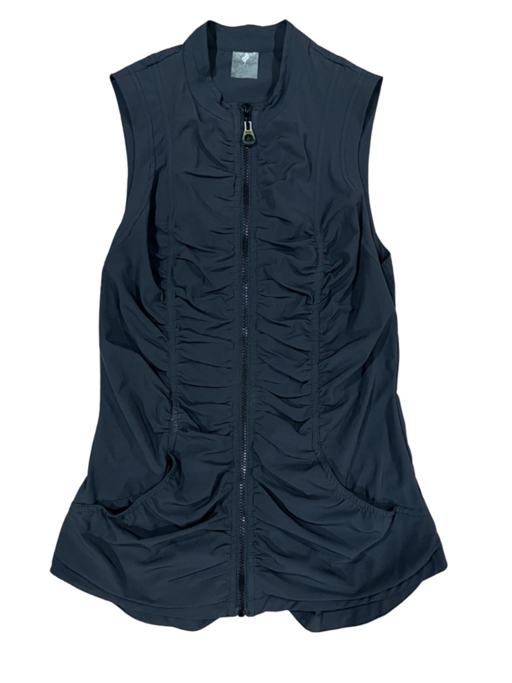 XCVI Navy Ruched Zip-Front Swim Coverup Vest